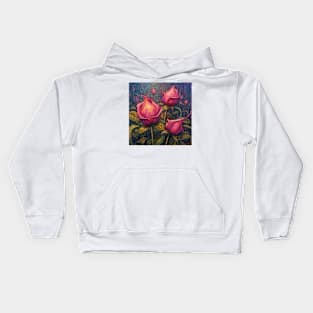 Peach-Red Roses Trio Kids Hoodie